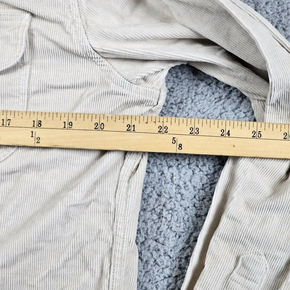 J Crew Shirt Mens Medium Beige Corduroy Classic Fit Long Sleeve Pockets Workwear